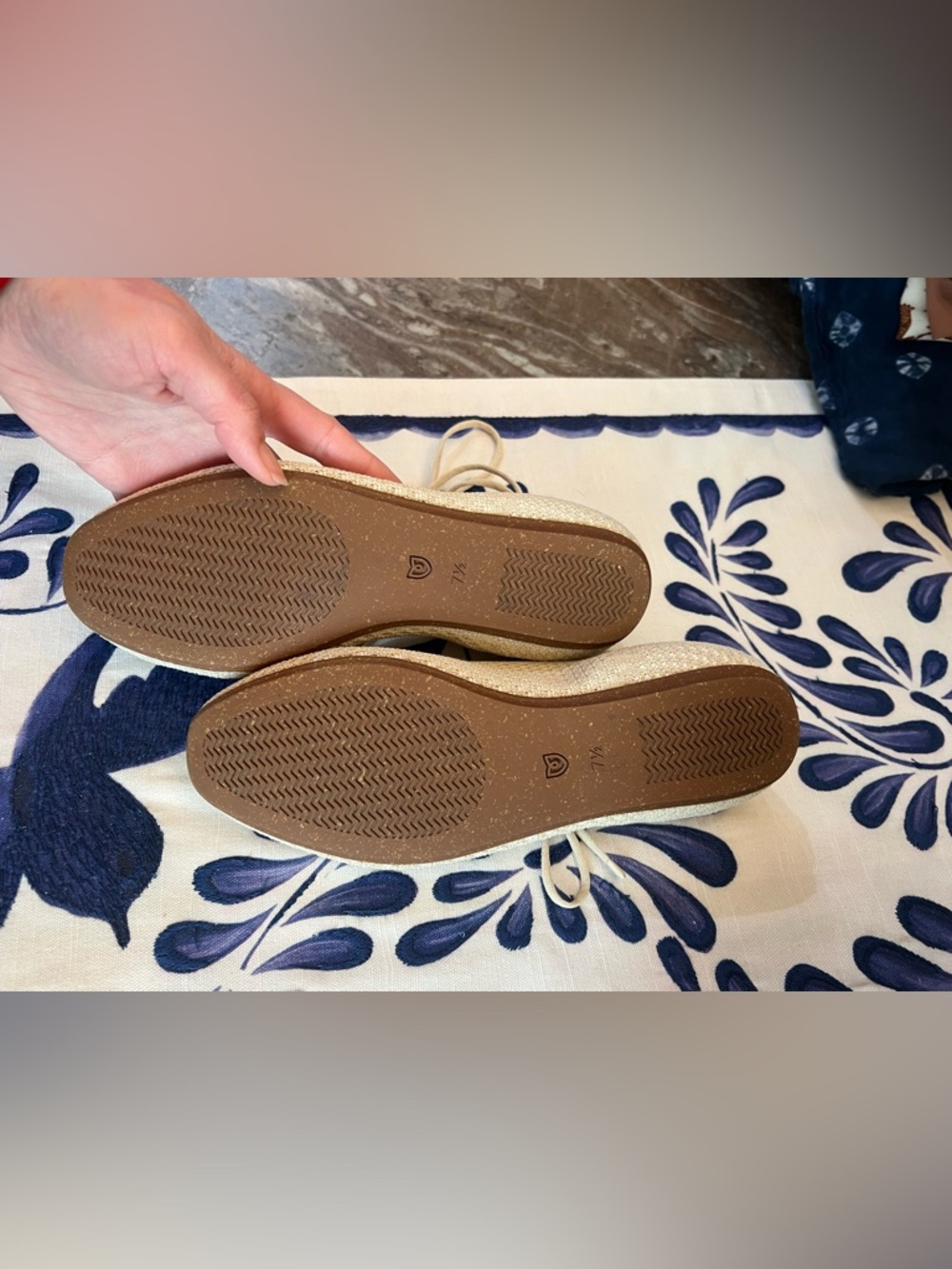 Rothy's Cream Lace-Up Ballet Flats - Picture 3 of 4